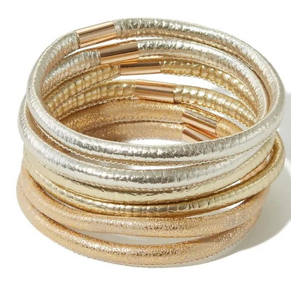 Everyday Leather Bangles (Gold)