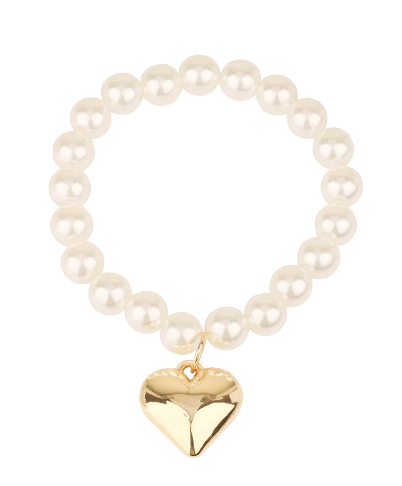 Puffy Heart Pearl Bracelet