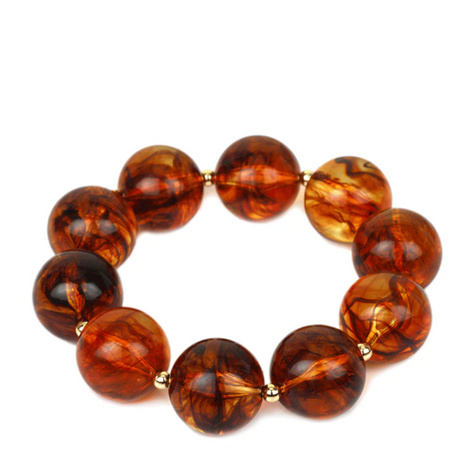 Cognac Amber Beaded Bracelet