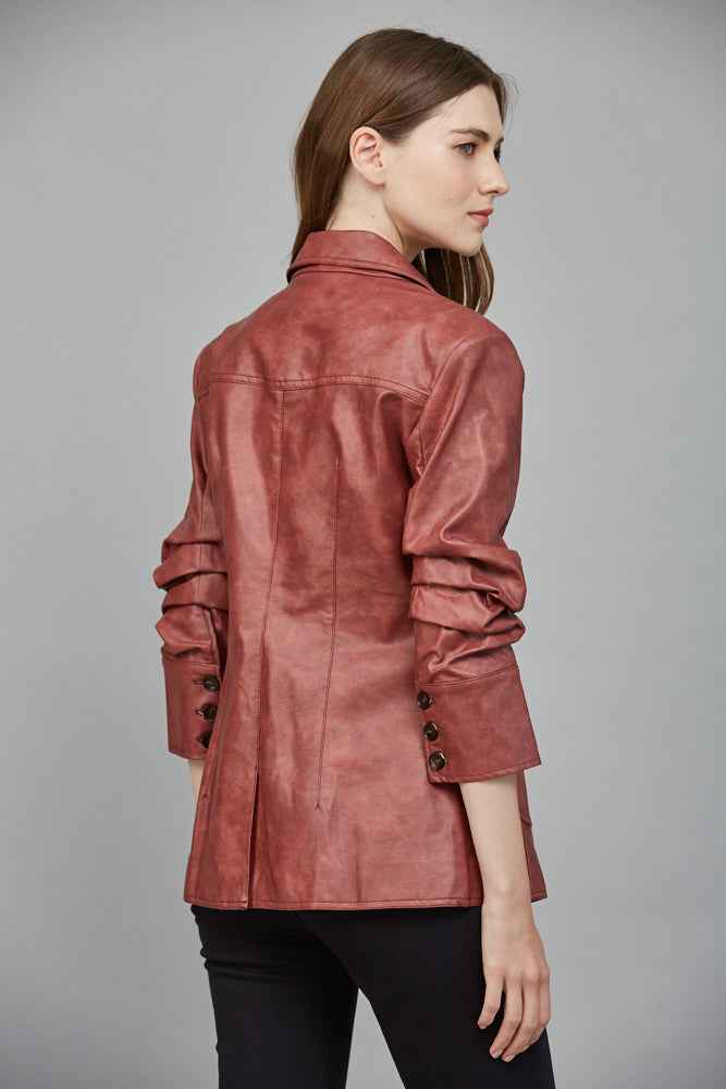 The Bordeaux Blazer | Maroon Faux Leather Blazer