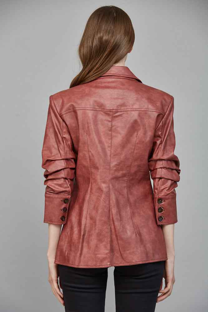 The Bordeaux Blazer | Maroon Faux Leather Blazer