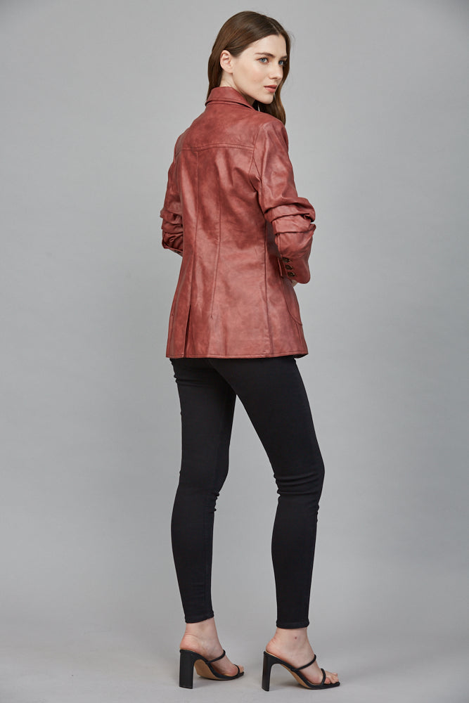 The Bordeaux Blazer | Maroon Faux Leather Blazer