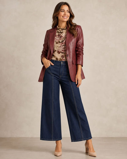 The Bordeaux Blazer | Maroon Faux Leather Blazer