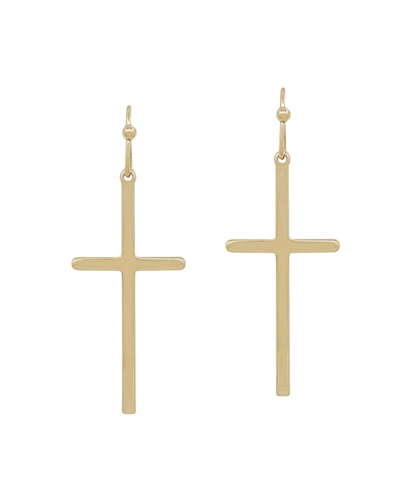 Long Grace Cross Earrings (Gold)