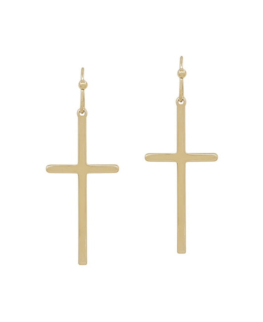 Long Grace Cross Earrings (Gold)