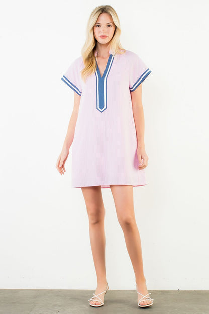 Hampton Harbor Striped Dress - Pink - Delta Swanky Girl