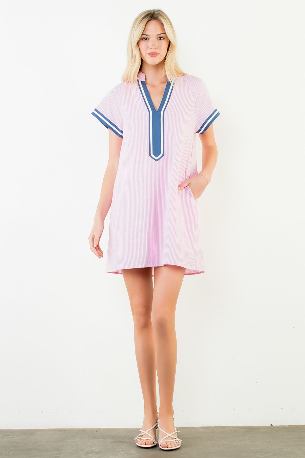 Hampton Harbor Striped Dress - Pink - Delta Swanky Girl