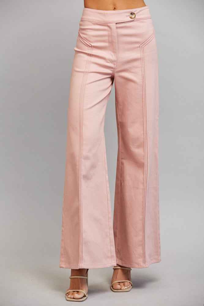 The Blush Hour Pants | Blush Pink High-Rise Flare Pants