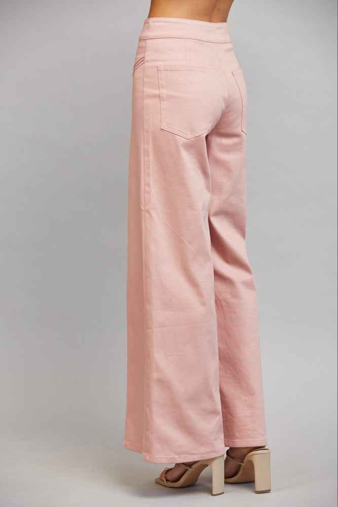 The Blush Hour Pants | Blush Pink High-Rise Flare Pants