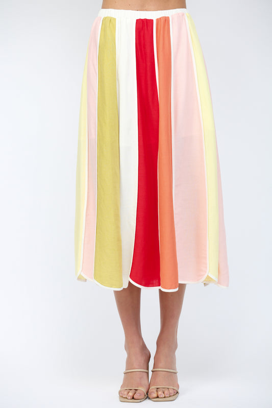 Azur Colorblock Midi Skirt