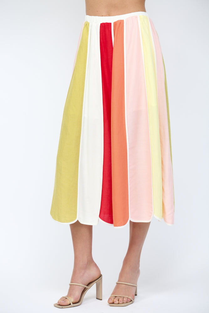 Azur Colorblock Midi Skirt - Delta Swanky Girl