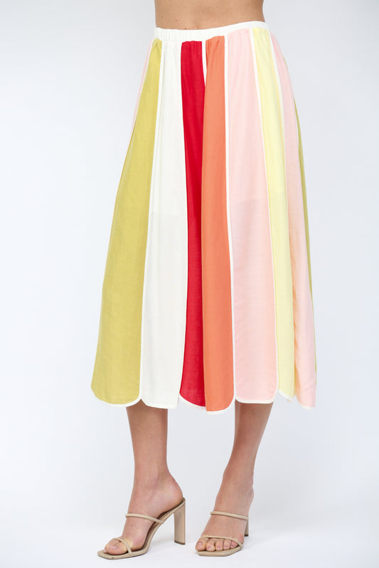 Azur Colorblock Midi Skirt