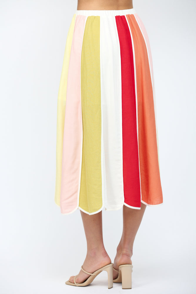 Azur Colorblock Midi Skirt - Delta Swanky Girl