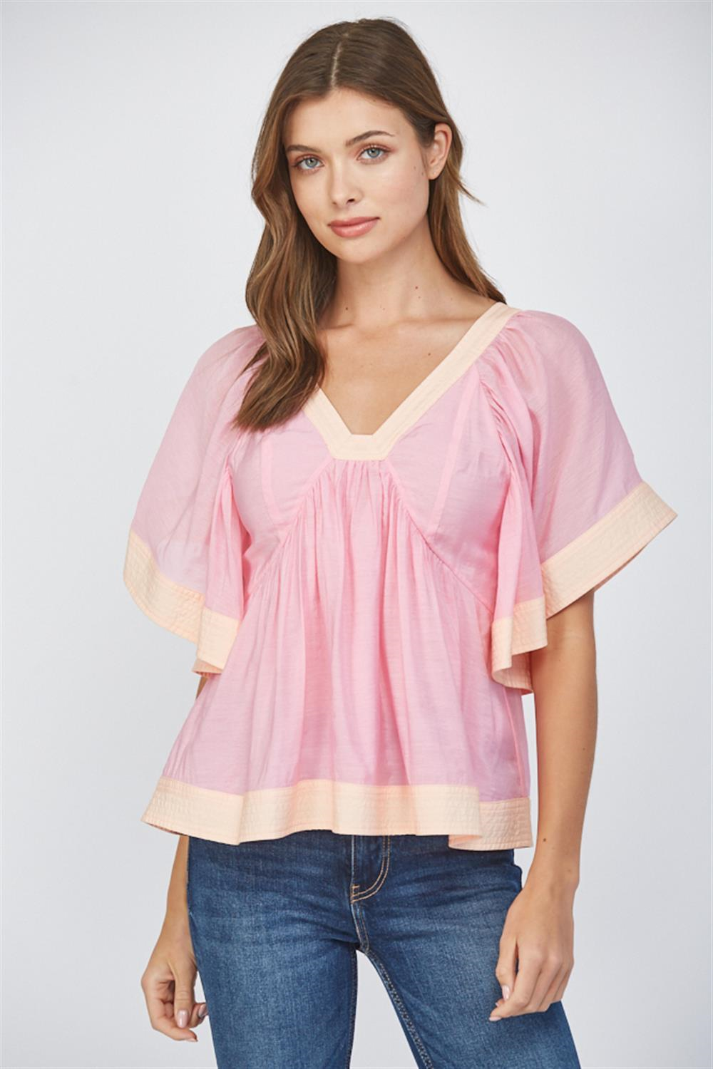 Blissful Smile Babydoll Top - Pink - Delta Swanky Girl