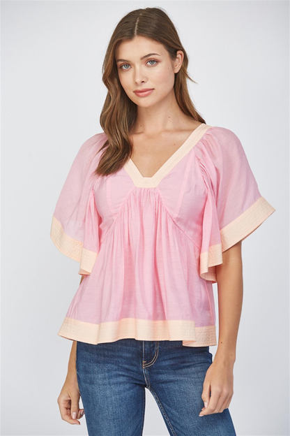 Blissful Smile Babydoll Top - Pink - Delta Swanky Girl