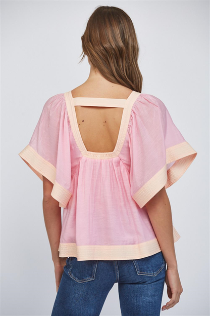 Blissful Smile Babydoll Top - Pink - Delta Swanky Girl