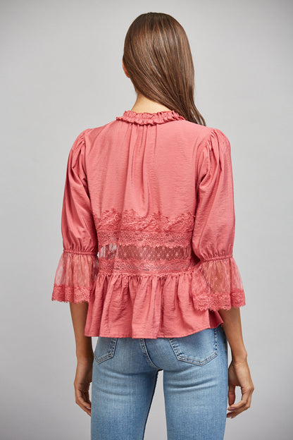The Rosewood Blouse | Slate Rose Lace Peplum Blouse