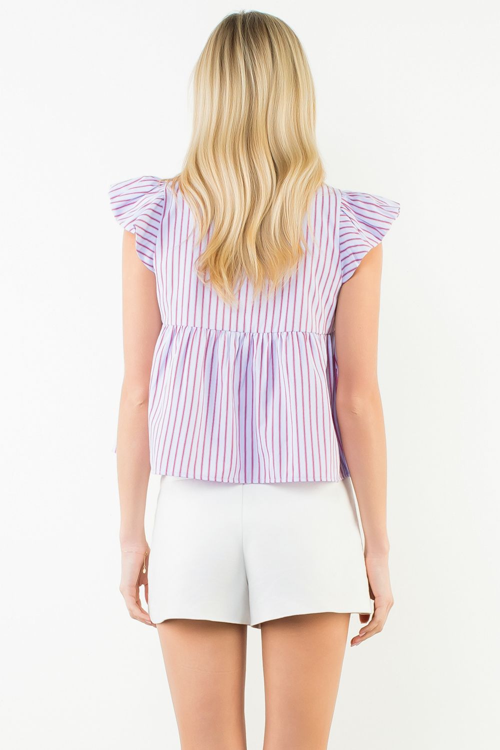 Lilla Ruffle Sleeve Striped Top - Purple - Delta Swanky Girl