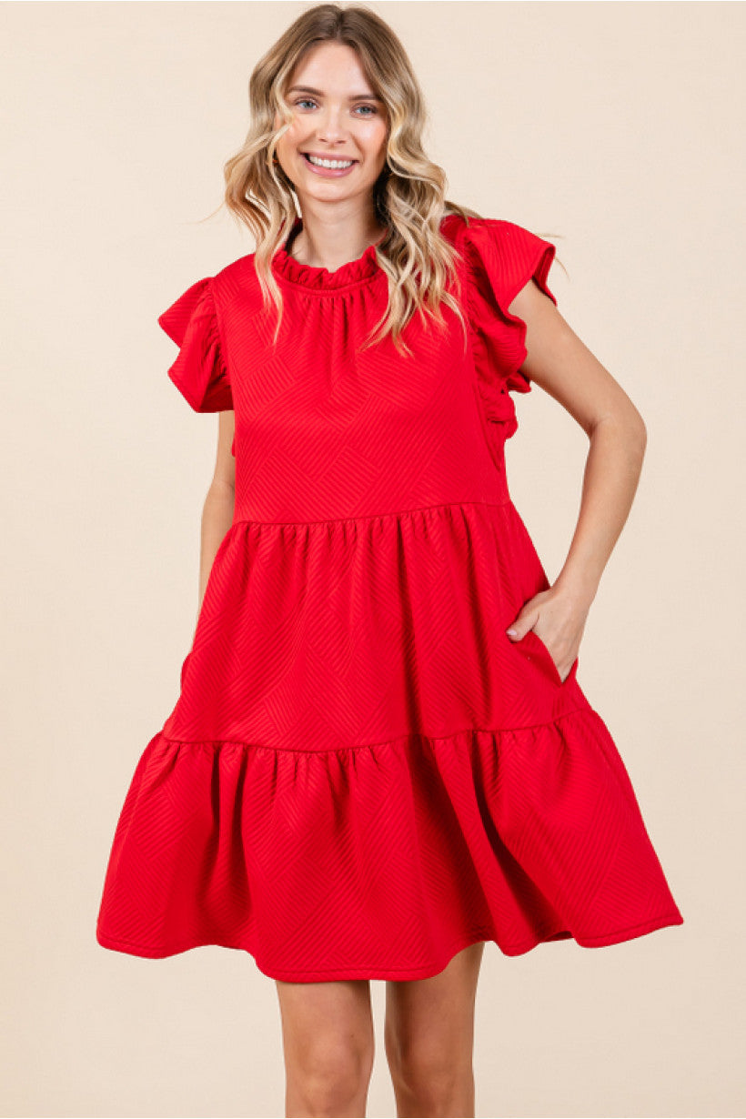 Smile Through It Texture Dress (Red)