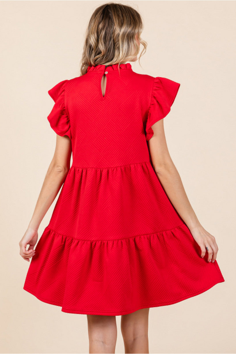 Smile Through It Texture Dress (Red)