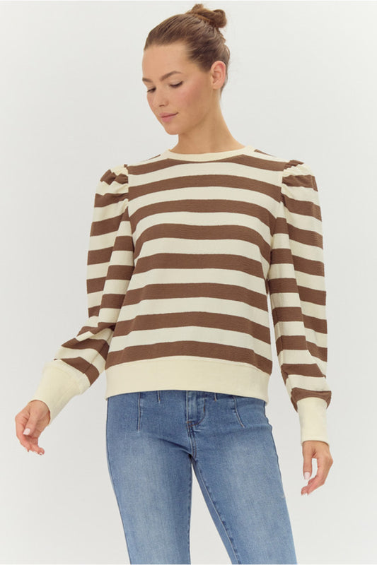 Brooklyn Striped Top (Taupe)