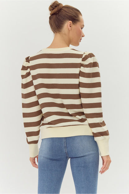 Brooklyn Striped Top (Taupe)