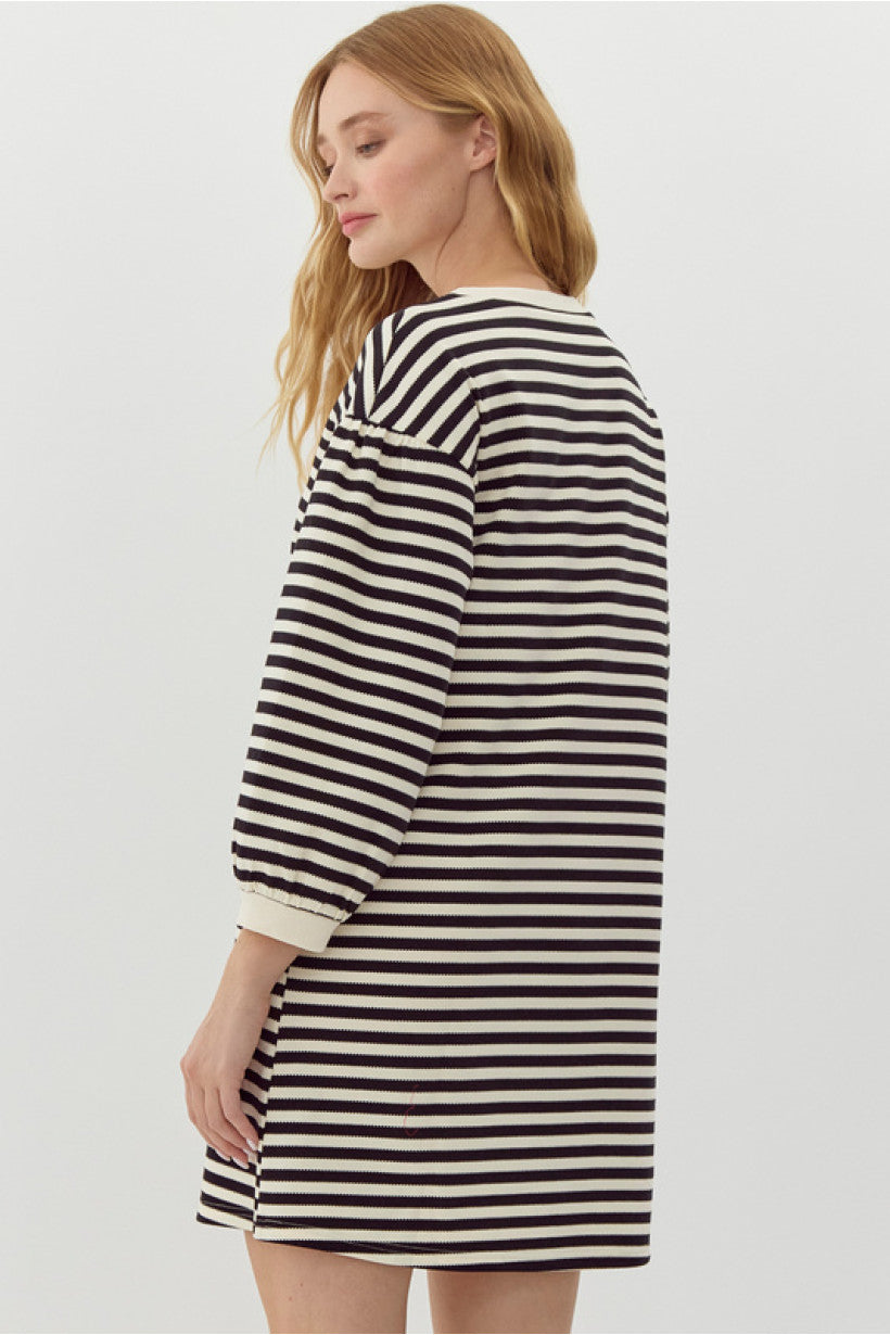 Keep Wishing Striped Dress (Black)