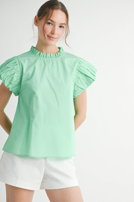 Getting Closer Ruffled Top (Mint)