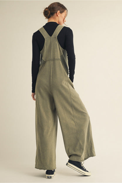 Hadlee Mineral Washed Utility Jumpsuit - Olive