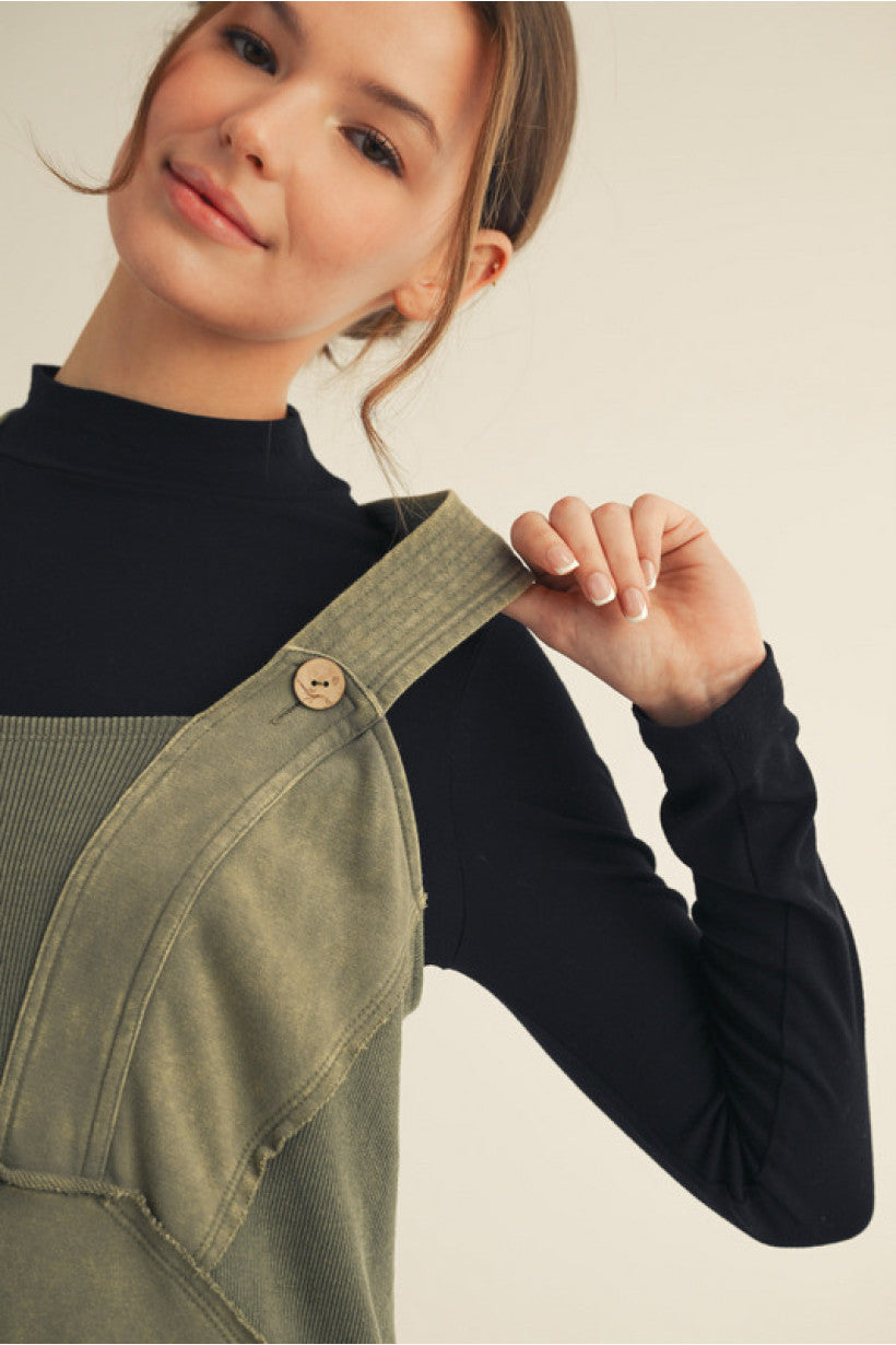 Hadlee Mineral Washed Utility Jumpsuit - Olive