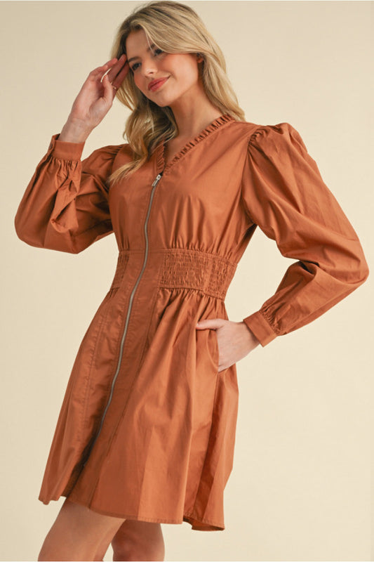 Felecity Front Zip Dress (Toffee)