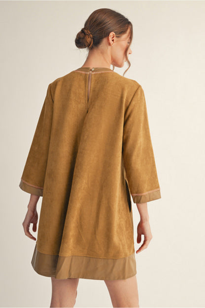 Sasha Suede Mini Dress - Camel