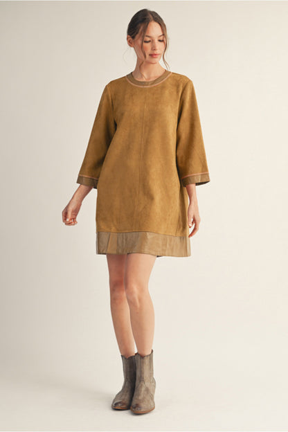 Sasha Suede Mini Dress - Camel