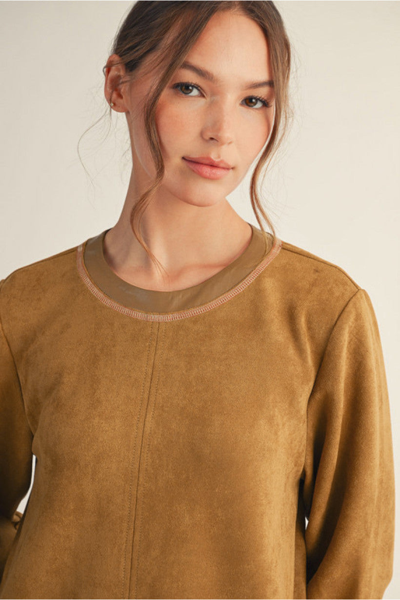 Sasha Suede Mini Dress - Camel