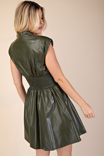 Ryder Chic Leather Dress (Olive)