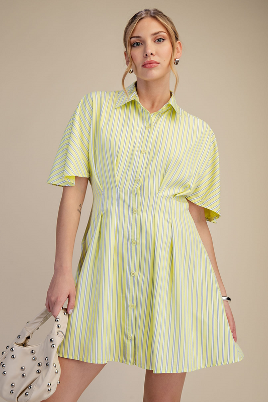 Sunlit Stroll Striped Dress - Yellow - Delta Swanky Girl