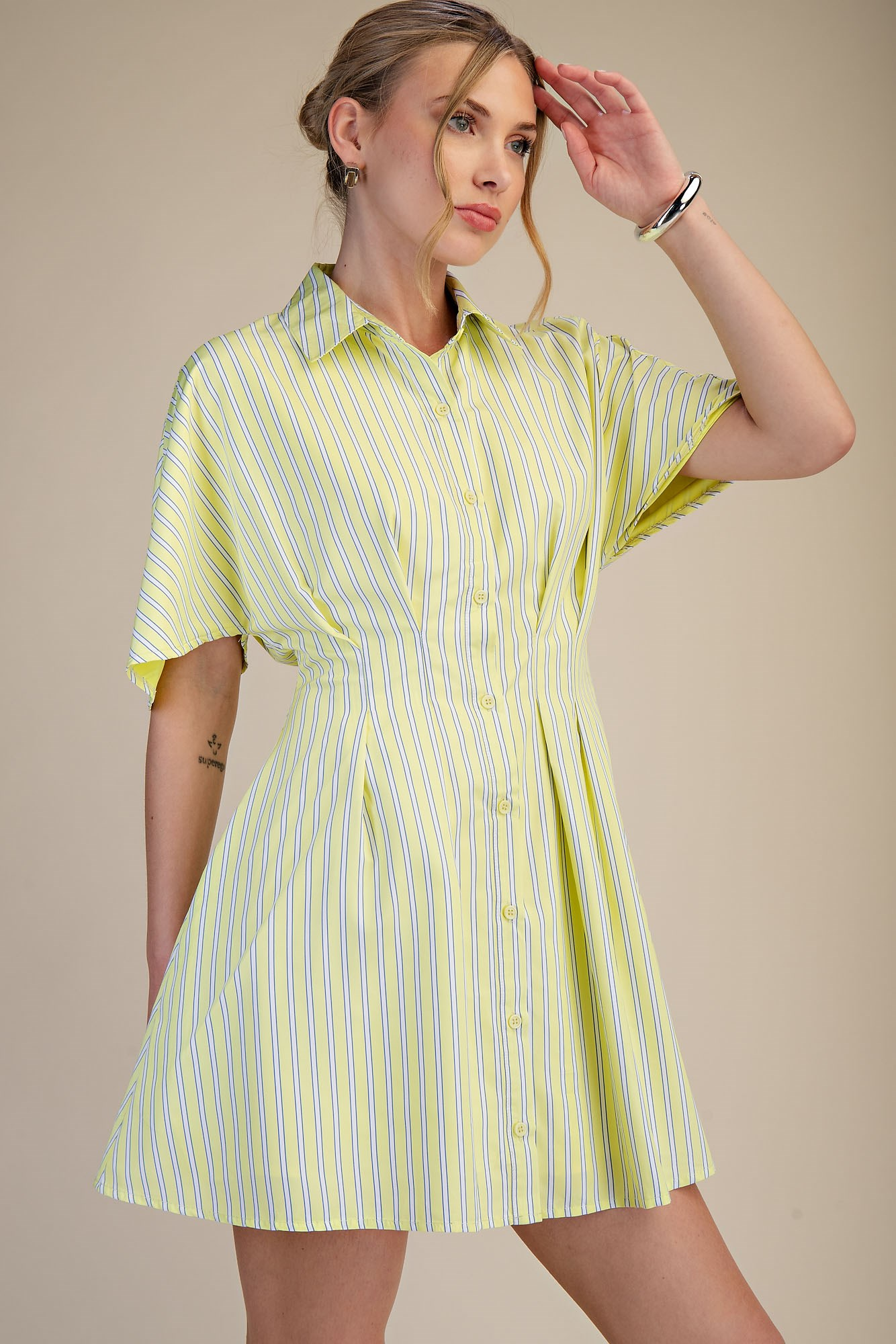 Sunlit Stroll Striped Dress - Yellow - Delta Swanky Girl