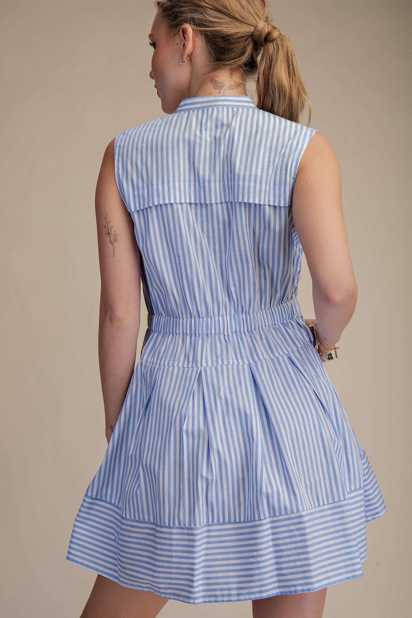 Saylor Stripe Flare Shirtdress - Blue - Delta Swanky Girl