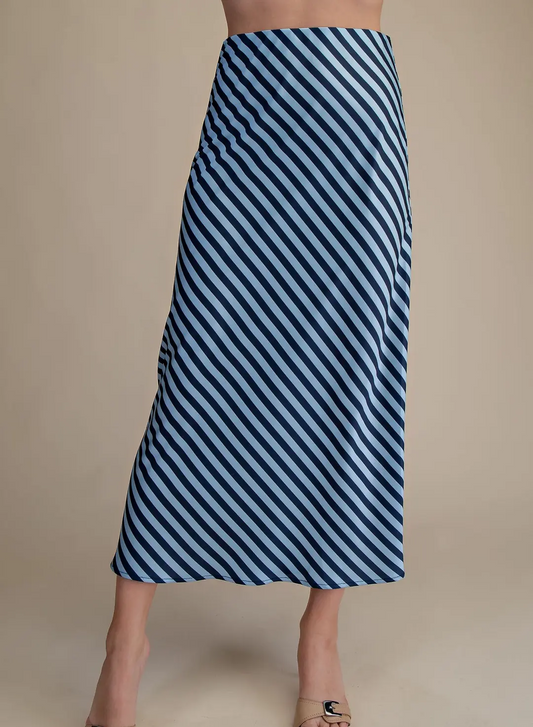 Romy Striped Midi Skirt - Navy/Blue - Delta Swanky Girl