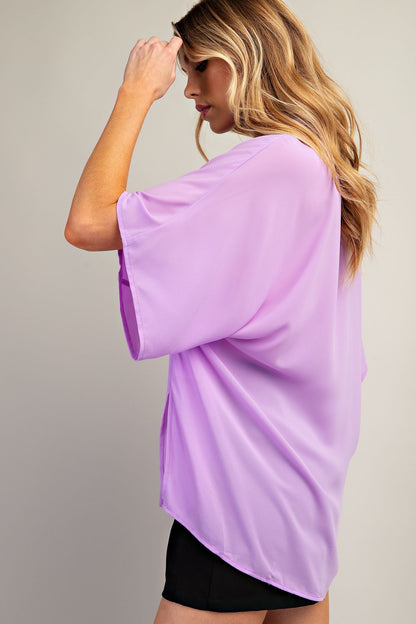 Irresistibly Chic Satin Top (Lavender)