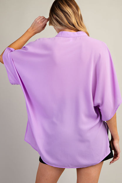 Irresistibly Chic Satin Top (Lavender)