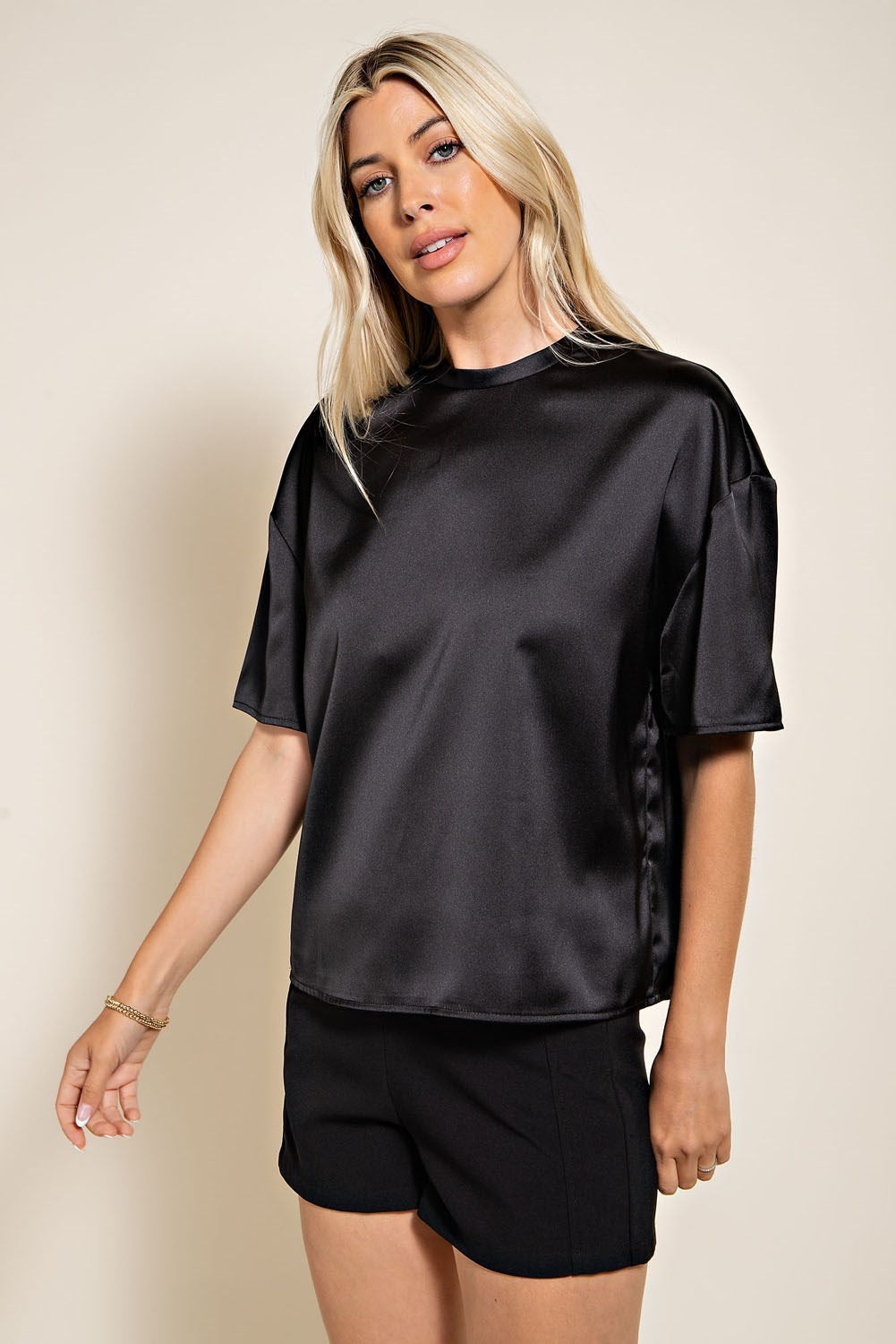 Caroline Satin Top (Black)