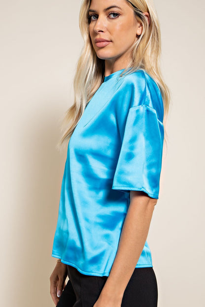 Caroline Satin Top (Blue)