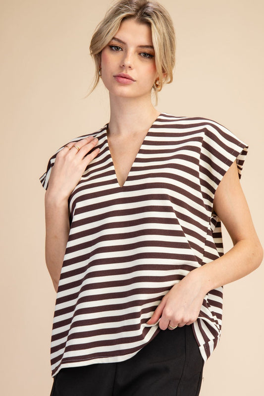 Change Directions Striped Top (Brown)