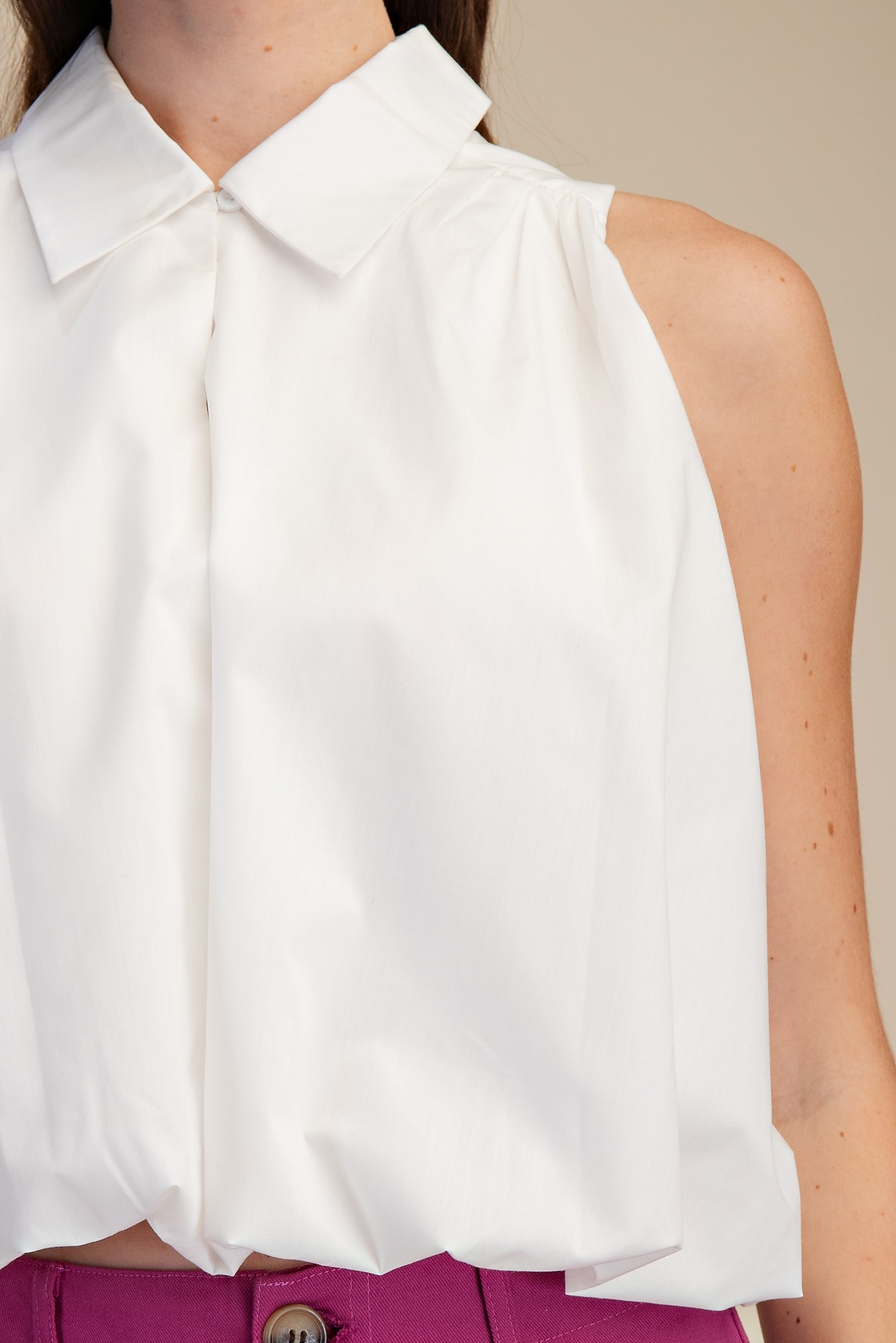 Flirty Sleeveless Bubble Top - White - Delta Swanky Girl