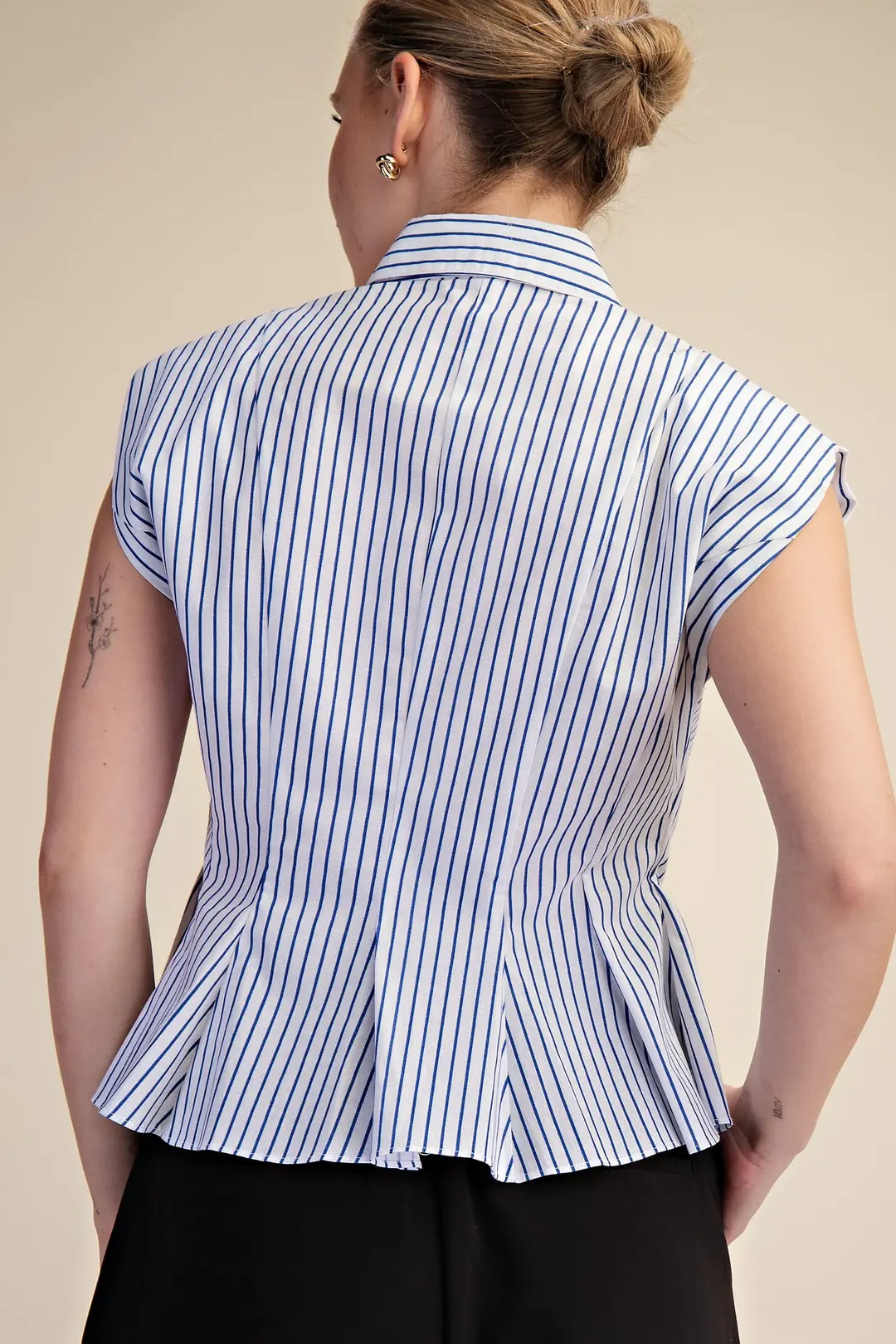 Samera Stripe Button Up Top - Blue - Delta Swanky Girl