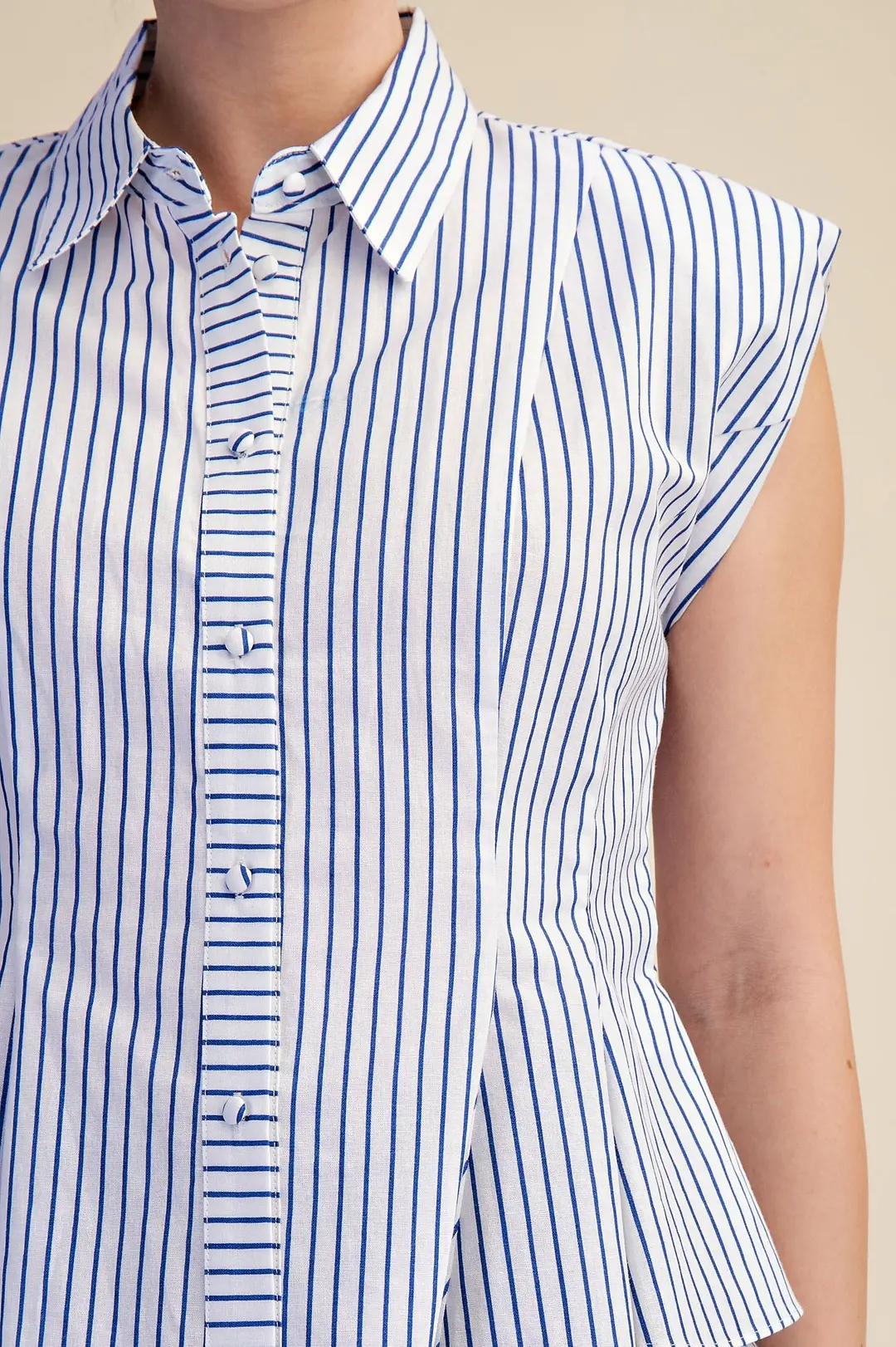 Samera Stripe Button Up Top - Blue - Delta Swanky Girl
