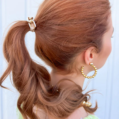 Bling Hair Tie Bracelet (Gold - Large Puff Chain)