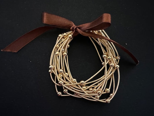 Wear Your Music Guitar String Bracelet (Gold/Gold Bead)