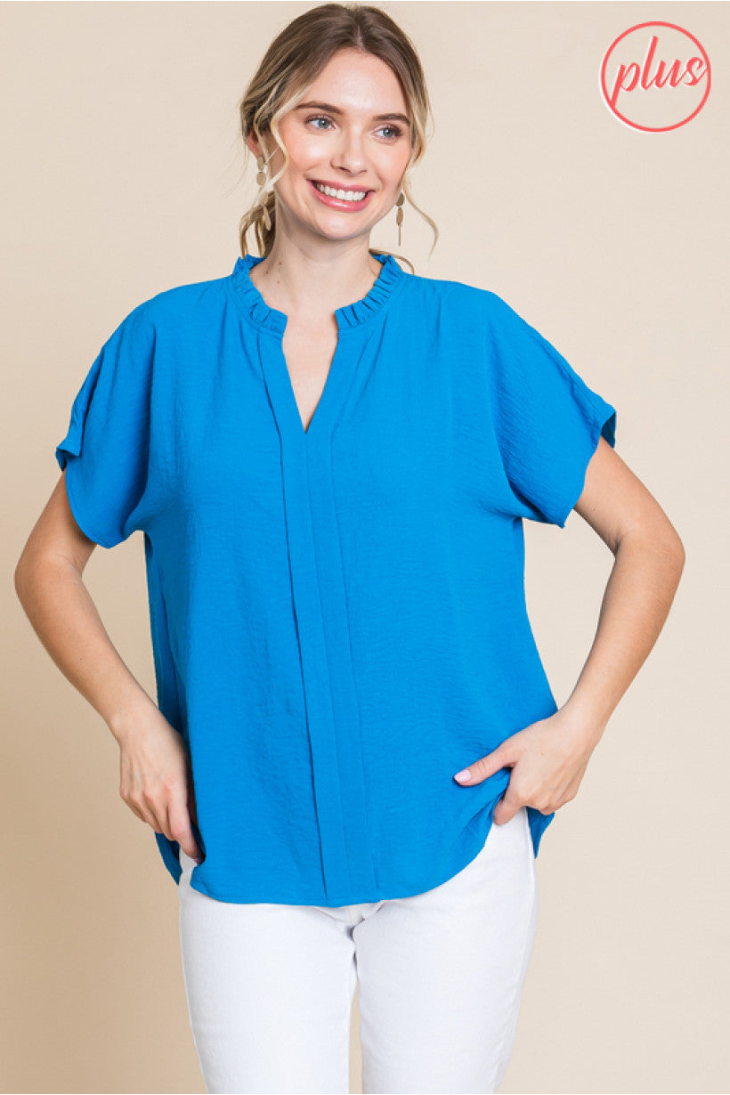 Curvy Go With The Flow Top ( Blue)